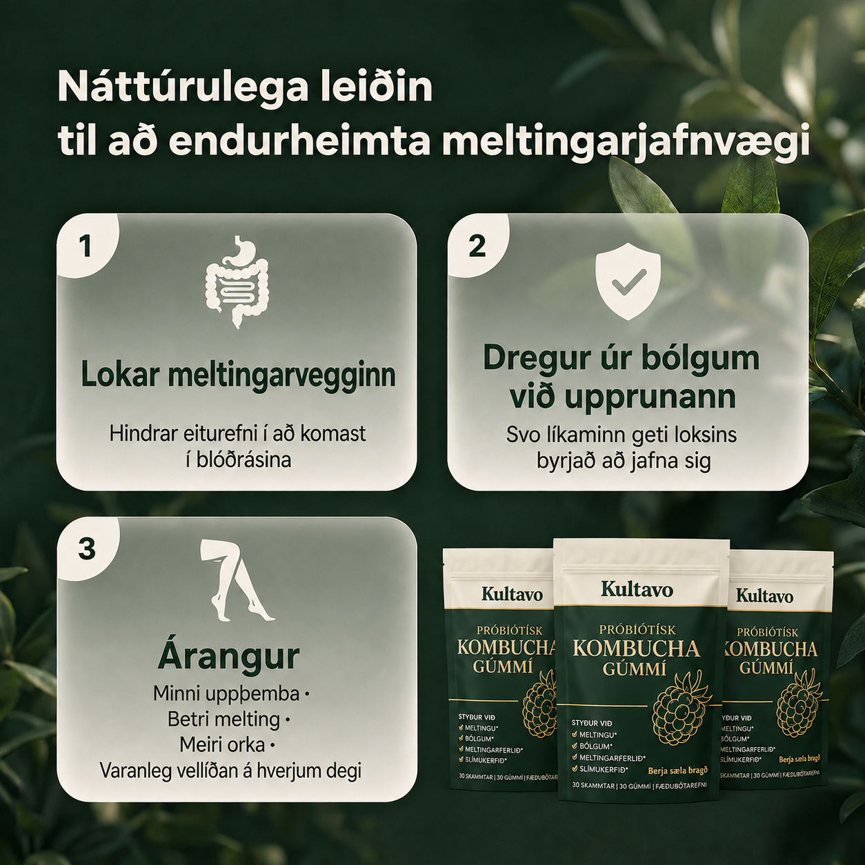 Próbiótískur kombúcha-gúmmí
